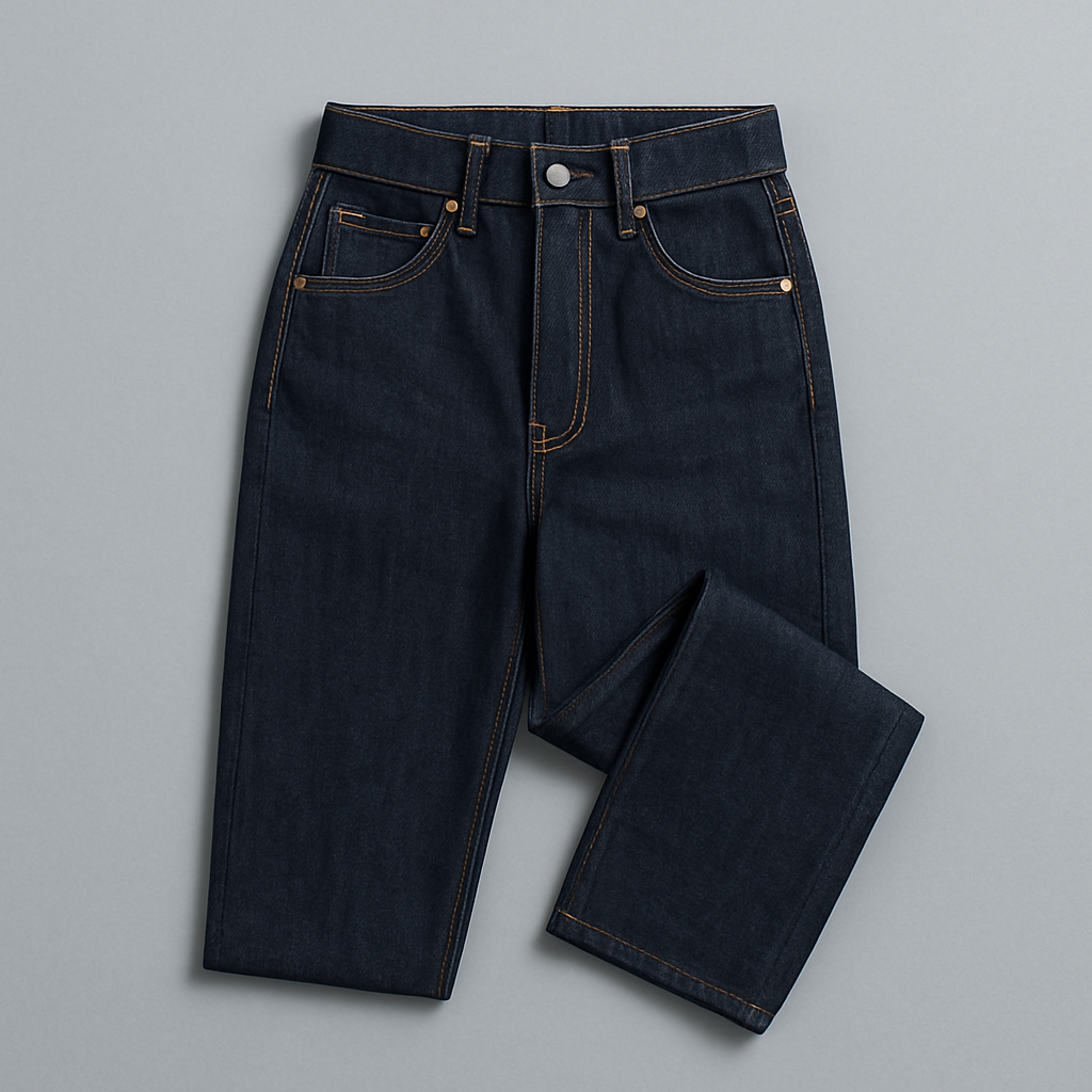 Jean droit taille haute brut